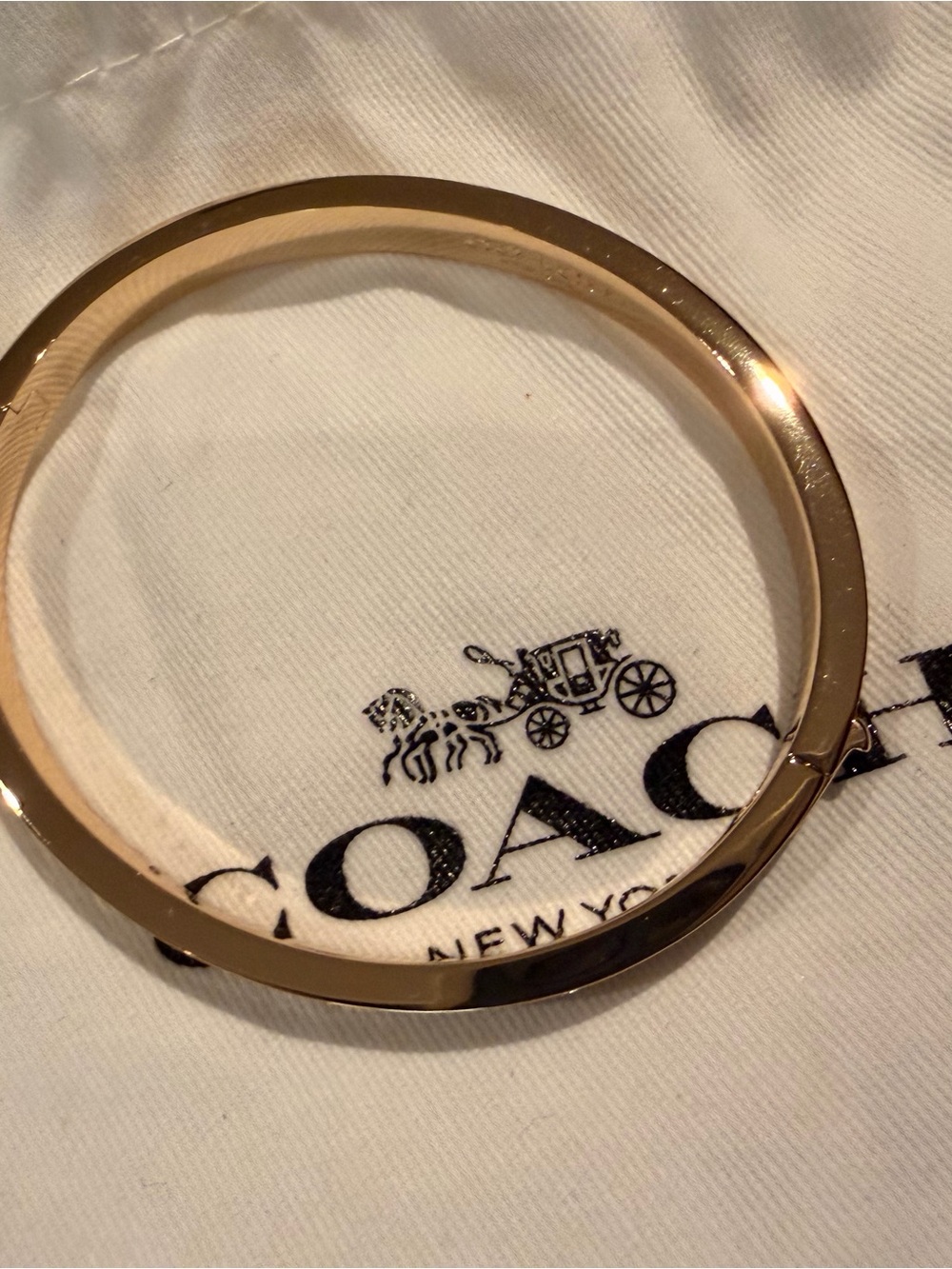 Coach Gold-Tone Signature Logo Crystal Bangle Bracelet - Picture 4 of 9